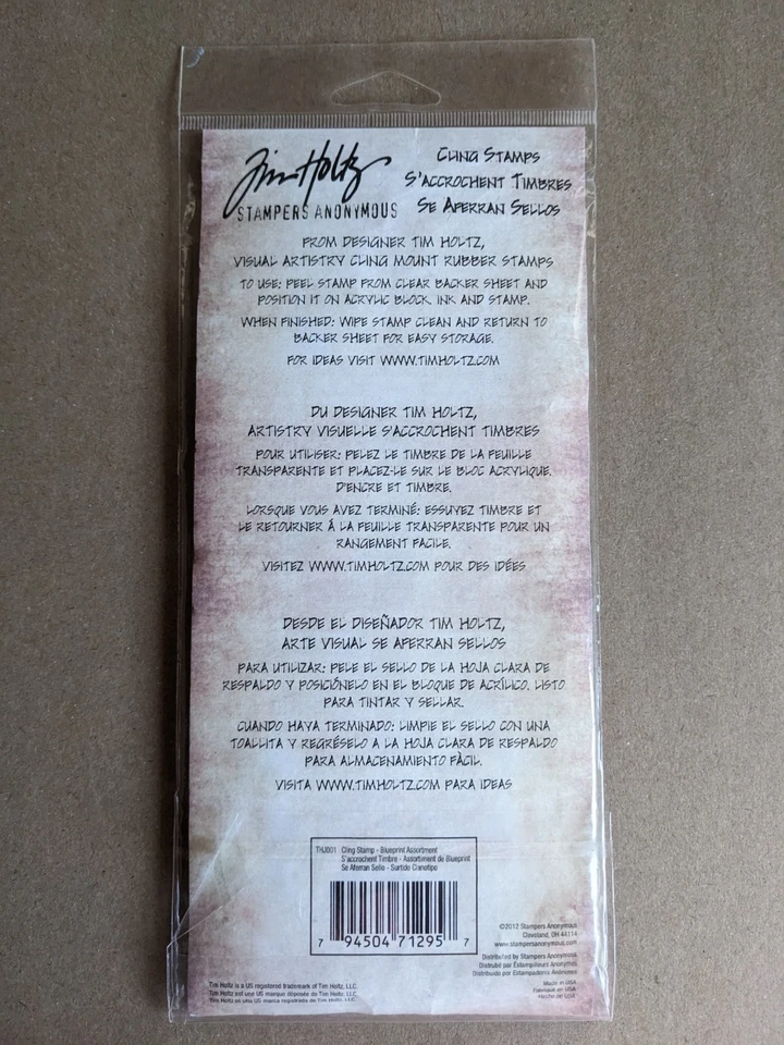 Colección Tim Holtz LOTE de 3 Estampadores Anónimos Estampillas Planas Papel Collage Foto 3 de 4