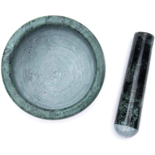 Marble Mortar and Pestle, Green, 4" - Picture 6 of 7