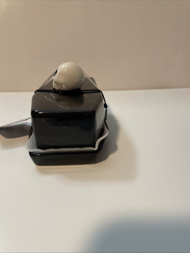 Halloween Black Coffin Ceramic Butter Dish New - Picture 2 of 5