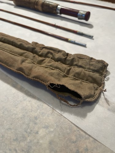 Vintage Split Cane Bamboo Fly Rod 9' 3-Piece w/ Extra Tip & Sock – Restore-Ready - Picture 11 of 14