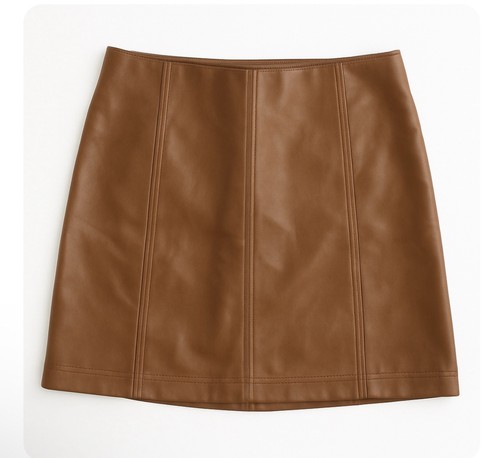 Free People moderner Femme Minirock veganes Leder Größe 2 braun