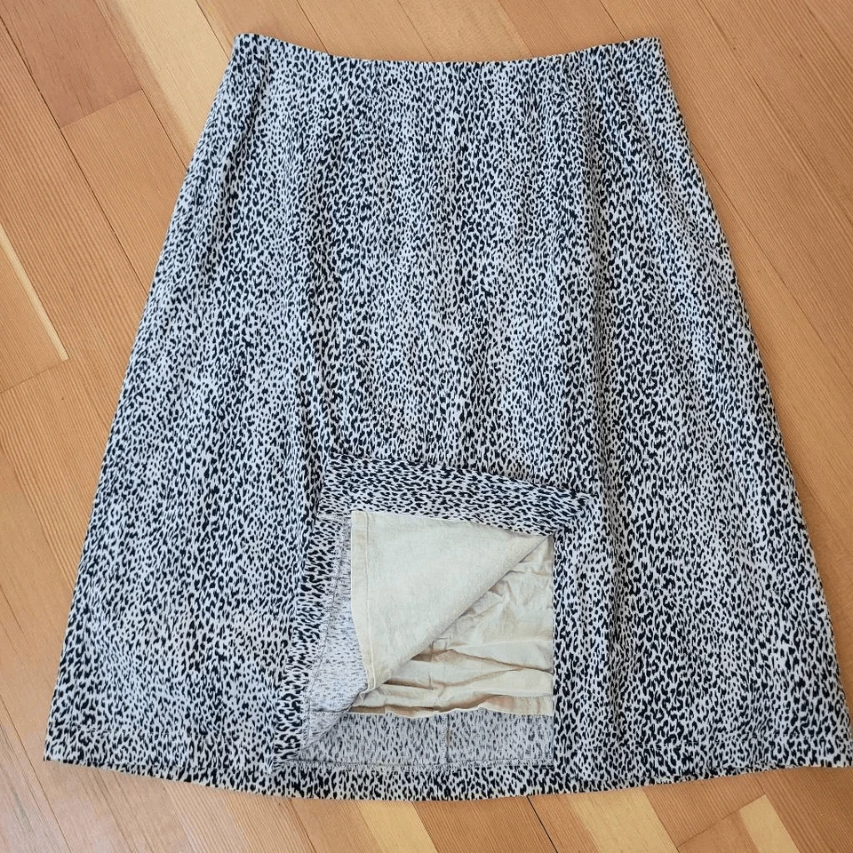 Anthropologie Lapislázuli Mediano Estampado Guepardo Mezcla de Lino Falda Midi Línea Preppy Ma Foto 4 de 4