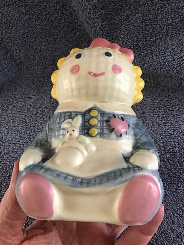 Juego de tarro de galletas parte coctelera sal o pimienta cerámica artesanal tesoro muñeca de trapo de colección - Imagen 2 de 10