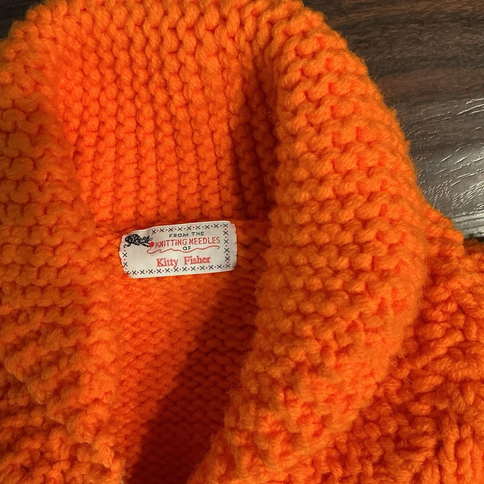Cárdigan Suéter Vintage Hecho a Mano Tejido a Mano Crochet NFL Denver Broncos Cremallera Completa Foto 3 de 3