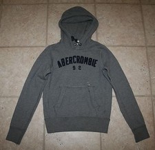 NWT Abercrombie Boys Large Muscle Fit Grey Hoodie Logo Sweatshirt