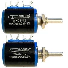 Multi Turn Rotary Potentiometer Precision WXD3-12 10k Ohm 2W Wire Wound Set of 2