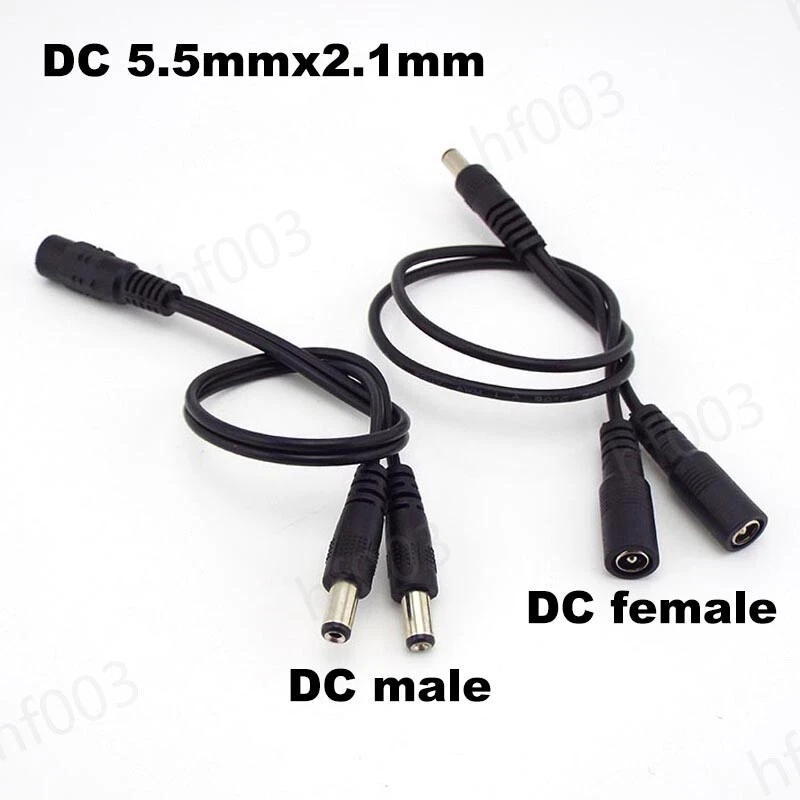 2 way DC Power adapter Cable 5.5x2.1mm 1 male to 2 female Splitter connector
