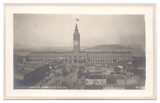 San Francisco, CA, Ferry Bldg, Trolleys! HARD TO FIND AZO c 1910 Postcard, RPPC