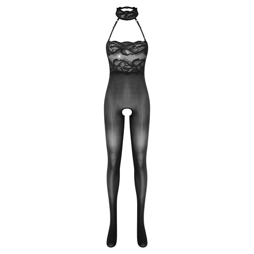 Women's Glossy Bodystocking Teddy Lace Bodysuit Tights Footed Stocking Jumpsuit - Picture 5 of 66