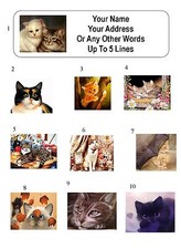 30 Cat / Kitten Art Personalized Address Labels
