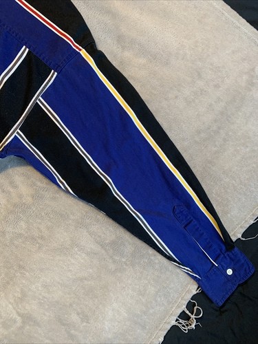 Camicia vintage Chaps Ralph Lauren con bottoni uomo grande a righe viola nera - Foto 8 di 9
