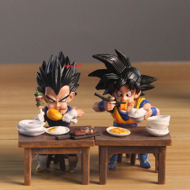 Anime Dragon Ball Z Son Goku & Vegeta Eating Figure Statue Toy