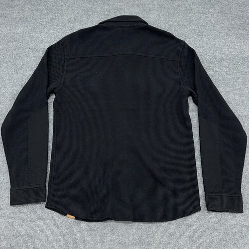 LL Bean Shirt Mens S Black BeanBuilt Waffle Overshirt Snap Button Knit Shacket - Picture 9 of 10