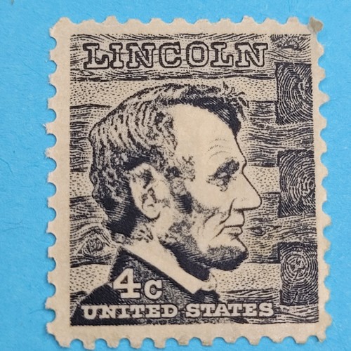 Abraham Lincoln Black 4 Cent Stamp Antique Vintage No Cancellation - Bild 1 von 3