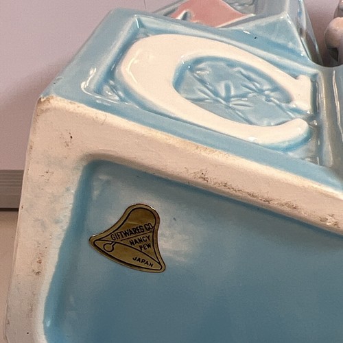 Vintage Giftware Co Baby/Nursery ABC BLOCK fioriera/vaso rosa/blu made in JAPAN - Foto 7 di 9