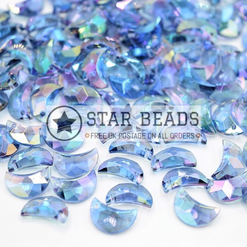 50 X CIONDOLI LUNA ACRILICI SFACCETTATI 11X7MM PER GIOIELLERIA - SCEGLI COLORE - Foto 3 di 11