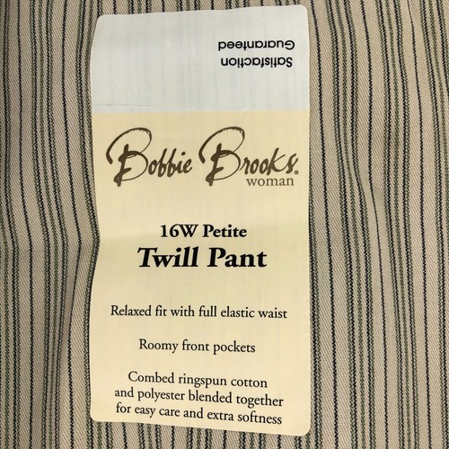 Set 2 Bobbie Brooks Damenhosen Größe 16WP braun grün gestreift Paperbag-Stil Twill - Bild 4 von 10