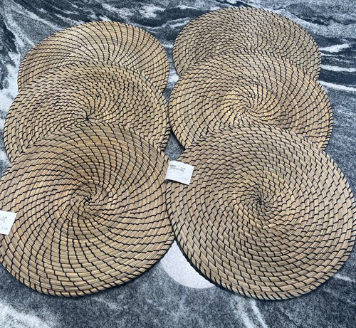 IKEA LÄTTAD Tischset, natürliches Seegras, schwarz, 15" (6er Set) NEU