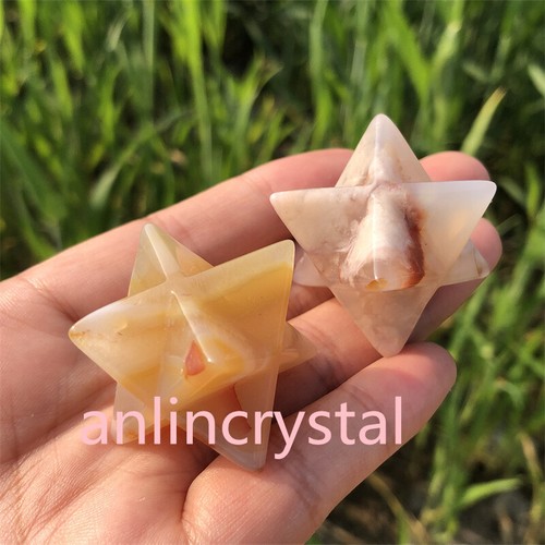 1pc Natural Cherry blossom agate Merkaba Star Quartz Crystal Reiki Pendant Heal - Picture 4 of 20