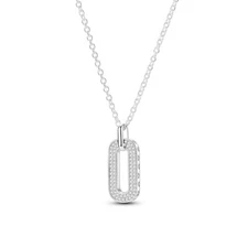 MULA Original AAA CZ Rectangular Pendant Necklace For Women 925 Silver Plated