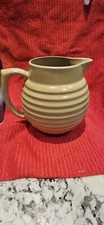 Over and Back "Yellow Ware" Stoneware , Beehive Ribbed Style Pitcher - PRE-OWNED