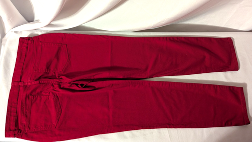 Pantalones de mezclilla EILEEN FISHER $178 NUEVOS rojos de algodón orgánico ajustados al tobillo elásticos sarga crismon - Imagen 14 de 17