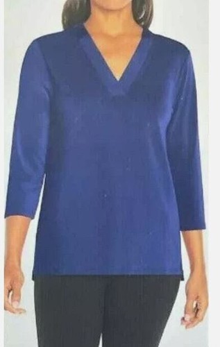 Top elástico ligero manga 3/4 cuello en V Banana Republic para mujer, azul mediano - Imagen 1 de 2