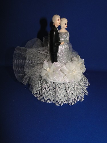 New 25th Wedding Anniversary Couple Caketopper with Bride & Groom in Silver #57 - Picture 6 of 7