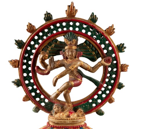 Statue Shiva Nataraja Natraj Murti Resin Painted à la Main To Nepal 22 CM #5352 - Picture 9 of 9