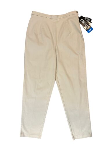 NWT BRIGGS Womens Beige Spandex Stretch Pants PullOn Comfort Waist Size 14 NEW