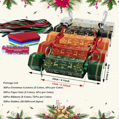 Popmanko 30 Packs Christmas Crackers, Make Your Own Christmas Crackers Kit, D... - Picture 3 of 12