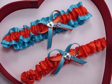 NEW Gorgeous Orange Turquoise Wedding Garter Prom Homecoming GetTheGoodStuff A  