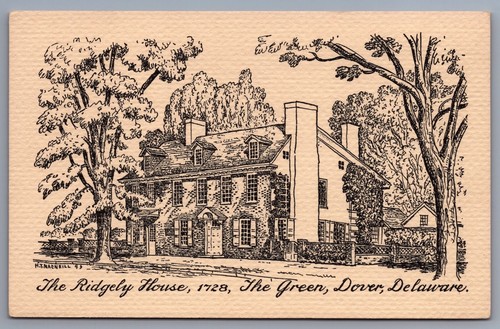 The Ridgely House The Green Dover DE Delaware MacNeill Artista Firmado G14