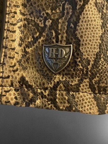 Harley Davidson Women's Med Python Snake Skin Leather Long Sleeve Lined Jacket - Picture 6 of 15
