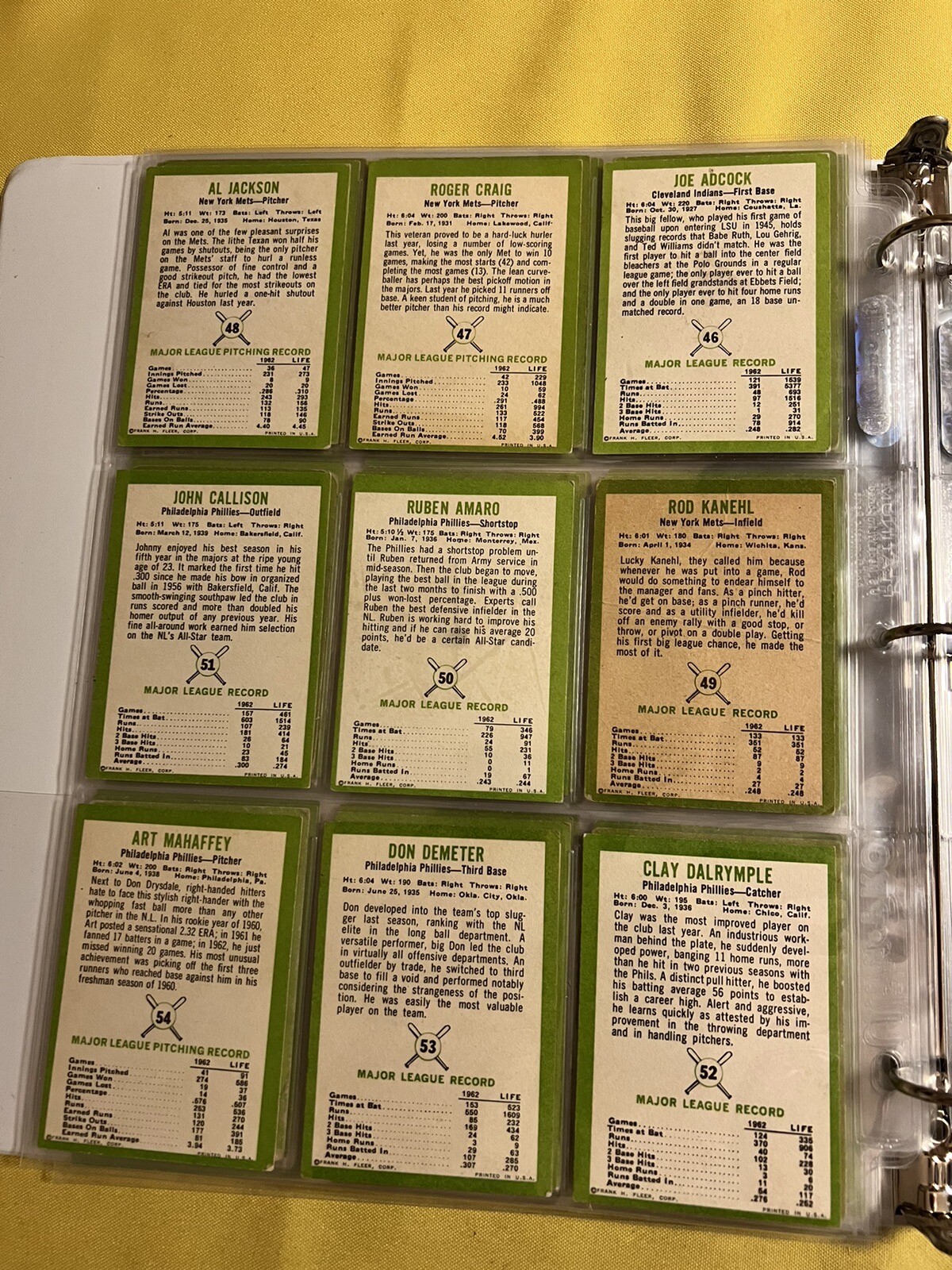 1963 Fleer (66) Different COMPLETE SET Vintage Baseball Card Lot *CgC605* - Picture 13 of 17