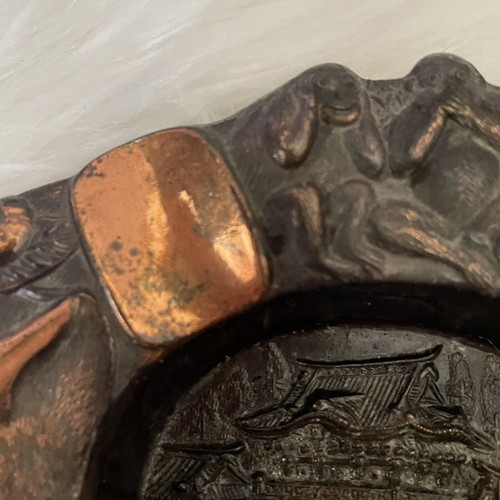 Vintage Copper Asian Cat Ashtray Japan Souvenir - Picture 9 of 11