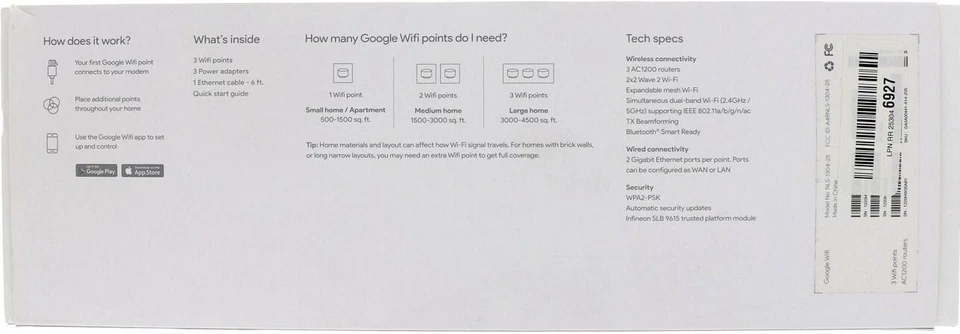 Google AC1200 1200 Mbps 2 Port 1200 Mbps Wireles Router - 3 Pack - Image 2 of 4
