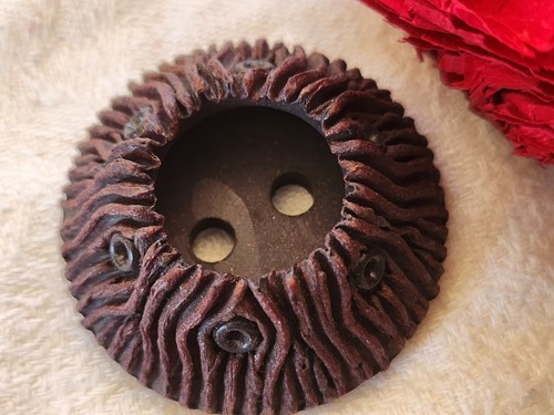 Volumineux bouton ancien vintage en résine perlé 3,8 cm violet ref 632 - Picture 2 of 4