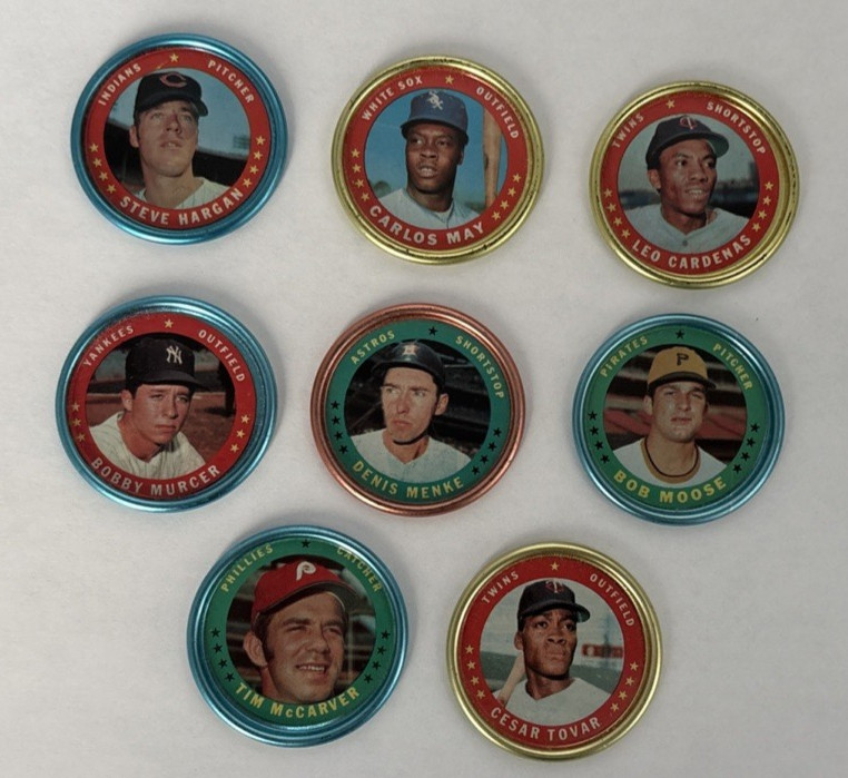 1971 TOPPS COINS Lot Of 8 Coins Murcer McCarver Tovar Cardenas NrMint Condition