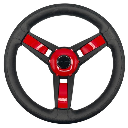 Giazza Golf Cart Steering E-Z-GO HUB Soft Touch Rim ABS Spokes - Red Inserts - Picture 2 of 23