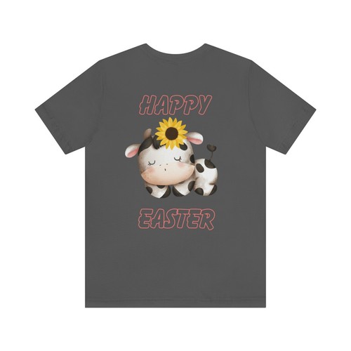 Sunflower Cow Easter Short Sleeve Tee Shirt - Helps Rescue Animals - Picture 22 of 41
