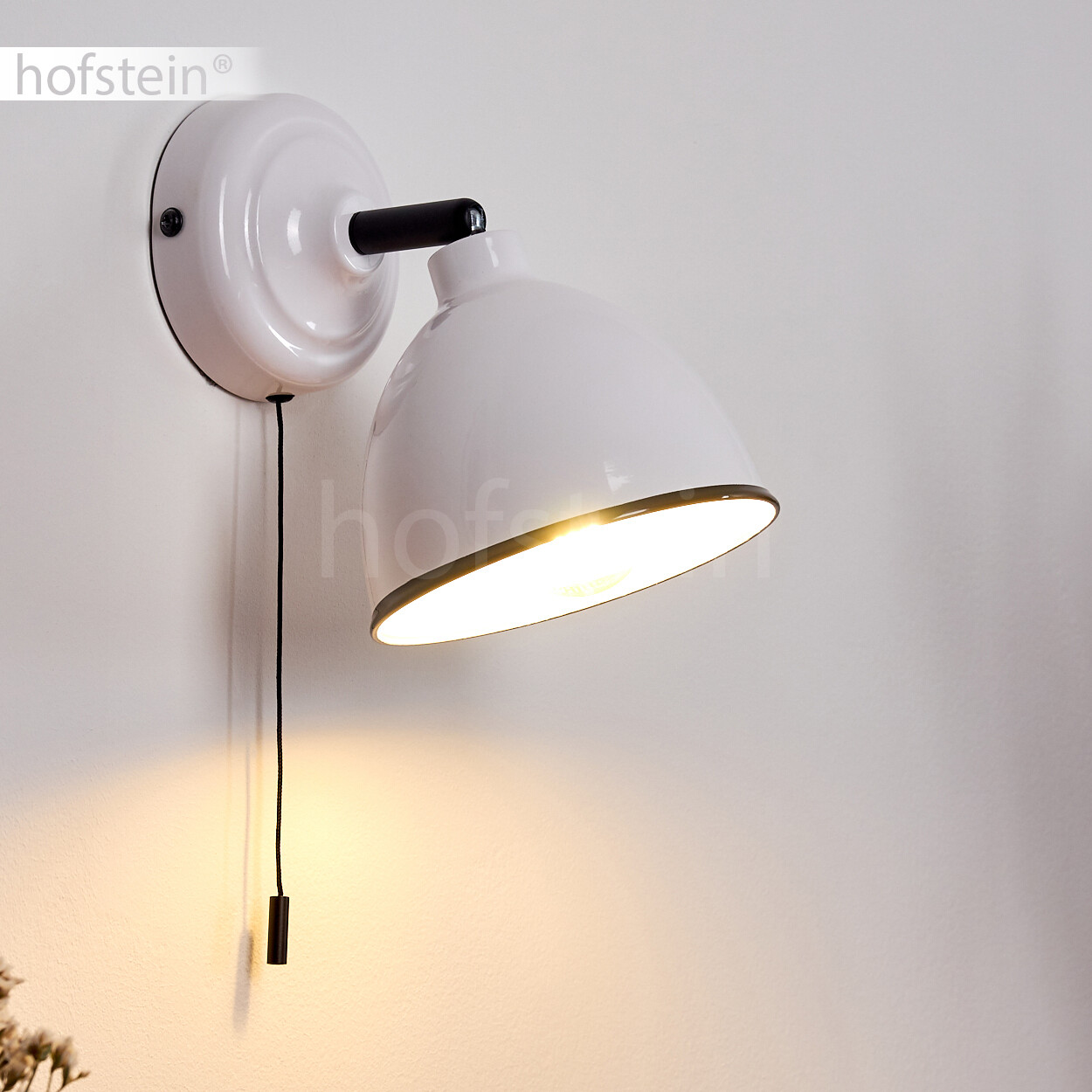 Wand Leuchte weißschwarz mit Zugschalter Wohn Schlaf Zimmer Lampe Verstellbar