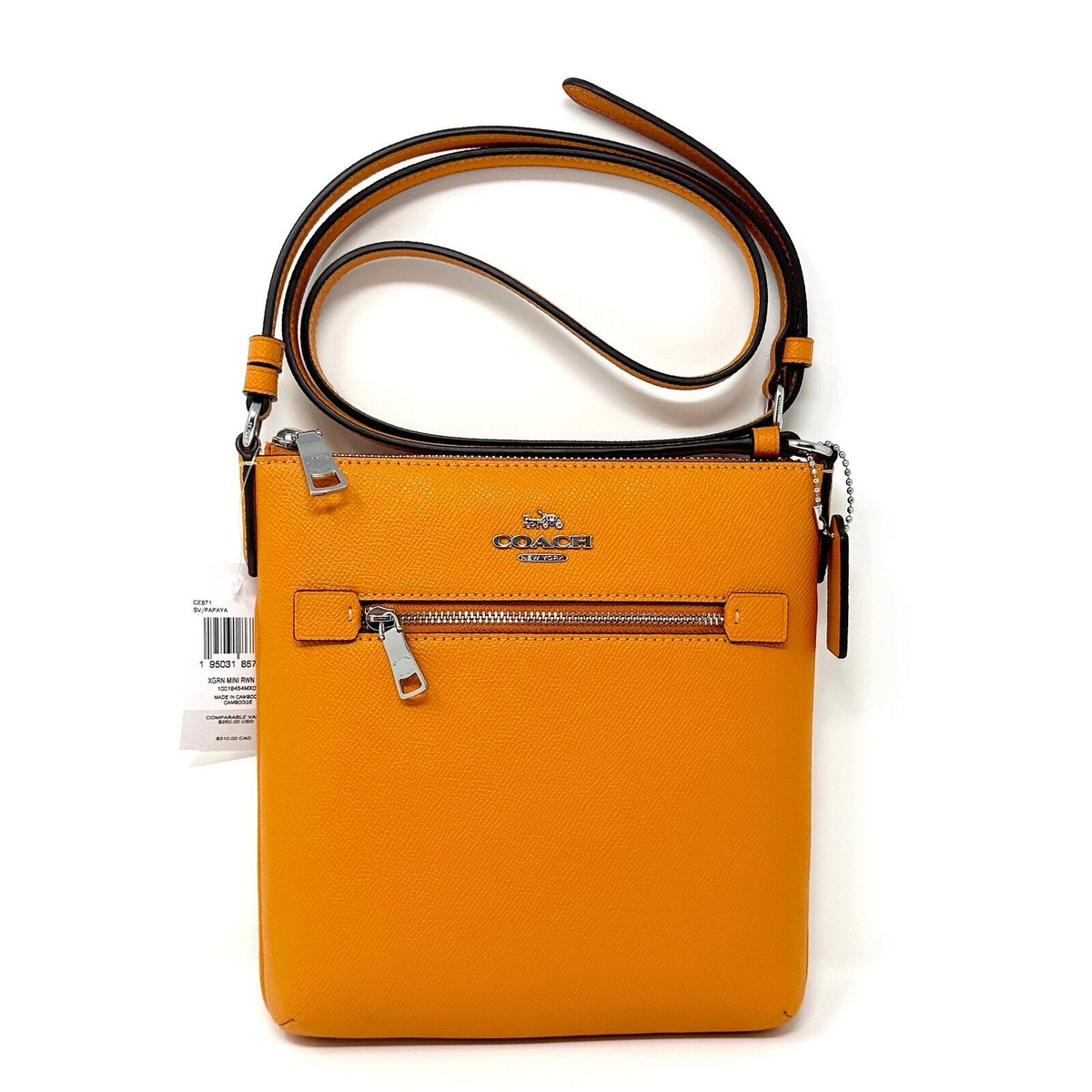Coach Mini Rowan File Bag Crossbody Purse in Papaya Orange Coach Mini Rowan File Bag Crossbody Purse in Papaya Orange