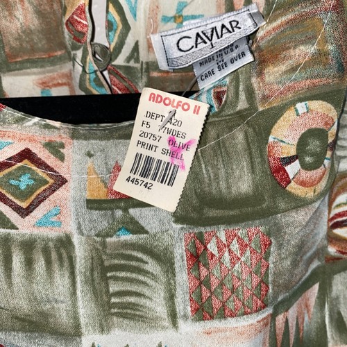 Vintage Caviar Blouse Women Medium Retro Jungle Print Lightweight Shirt Pullover - Picture 4 of 8