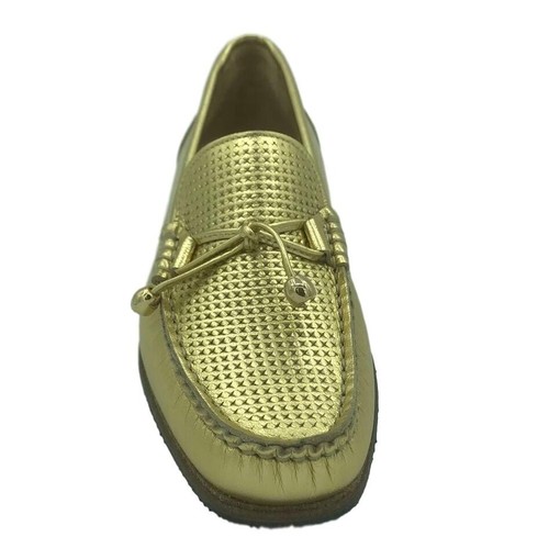 HB Shoes Ladies Leather Gold Slip On Moccasins Tassel Loafers Formal Size 6.5 40 - Picture 3 of 3