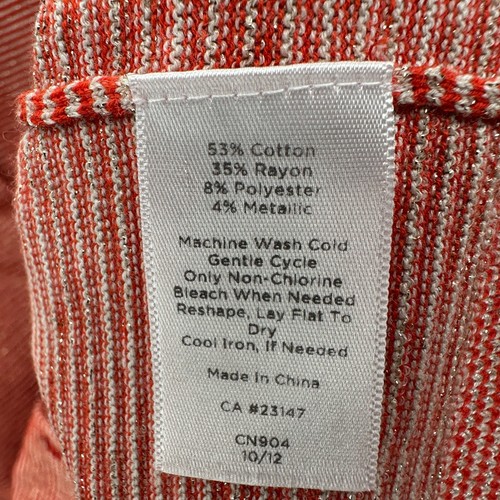 Talbots Cardigan Womens Plus Size 2X Orange Striped Knit Metallic Sweater Jacket - Picture 10 of 11