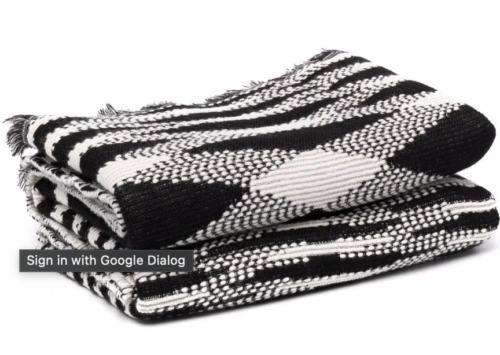 NEW: 790 MISSONI Sigmund Zig-Zag Throw Blanket Black & White 140cm X 200cm