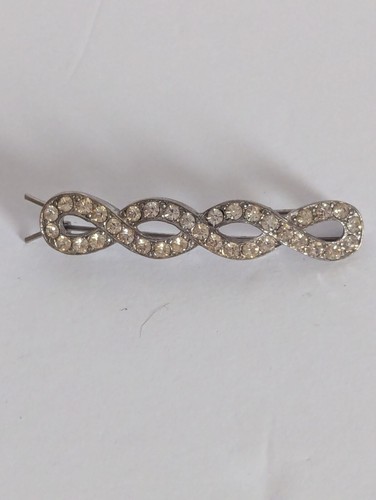 FERMAGLIO PER CAPELLI VINTAGE STRASS ARGENTO METALLO BARRA ACCESSORIO PER CAPELLI BELLO - Foto 5 di 5
