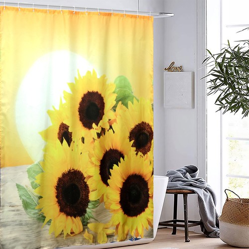 3D Printi Shower Curtain Bath Mat Toilet Lid Cover Bathroom Decor Set of 3:↝ - Picture 7 of 16