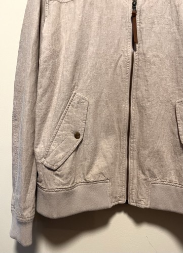 Banana Republic Jacket Men’s Large Tan Linen Bomber Full Zip Chinstrap Snap Prep - Picture 6 of 18